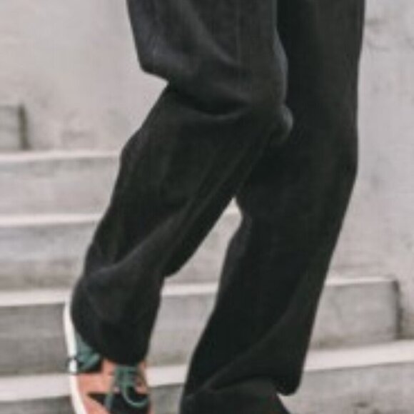 Stacy Adams Black Velvety Corduroy Pants Cuffs & Pleated Wide Leg Men's 36Wx26L - Picture 10 of 11